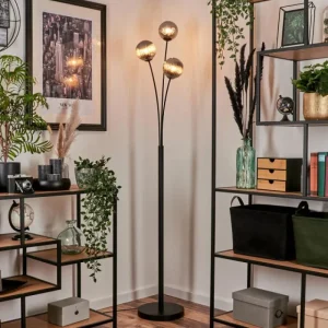 hofstein Lampadaire - Verre 12 cm Bernado Fumé, 3 lumières* Lampes Modernes
