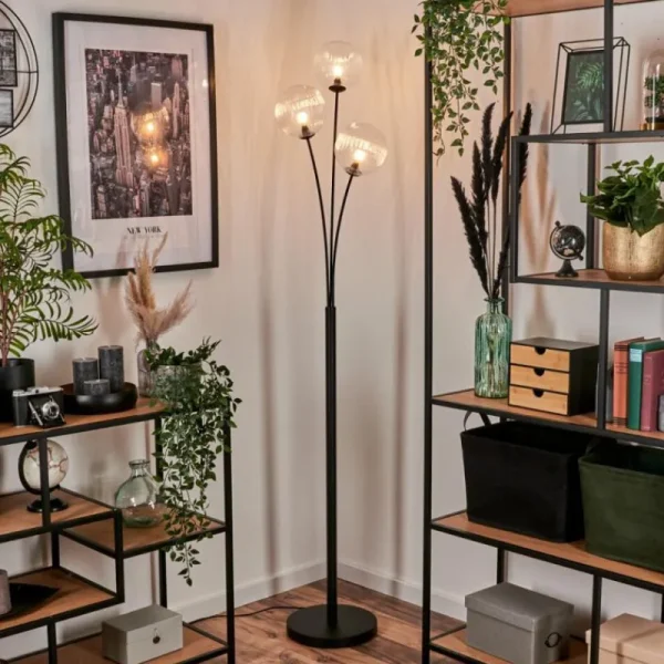 hofstein Lampadaire - Verre 15 cm Bernado Clair, 3 lumières* Lampes Modernes