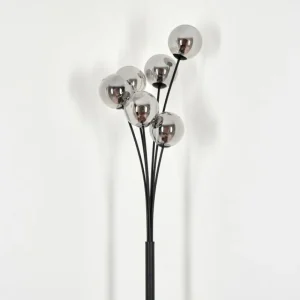 hofstein Lampadaire - Verre 12 cm Bernado Fumé, 6 lumières* Lampes Modernes