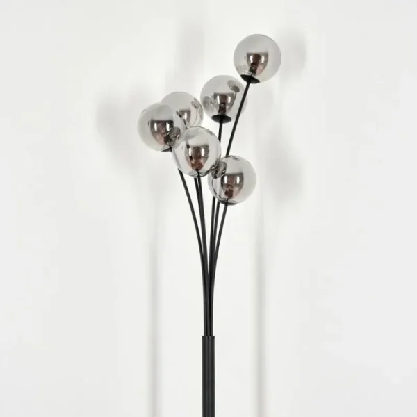 hofstein Lampadaire - Verre 12 cm Bernado Fumé, 6 lumières* Lampes Modernes