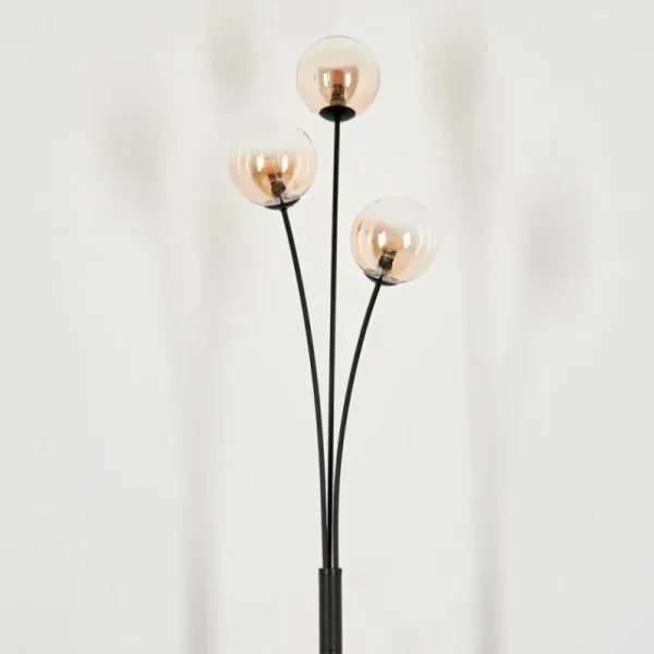 hofstein Lampadaire - Verre 12 cm Bernado Ambre, 3 lumières* Lampes En Verre