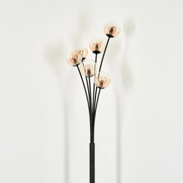 hofstein Lampadaire - Verre 10 cm Bernado Ambre, Clair, 6 lumières* Lampes En Verre