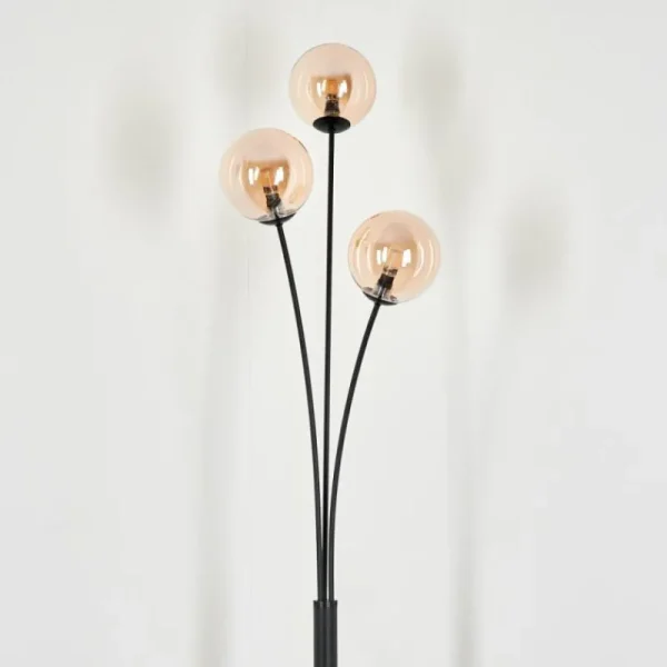 hofstein Lampadaire - Verre 12 cm Bernado Ambre, 3 lumières* Lampes En Verre