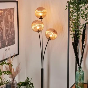 hofstein Lampadaire - Verre 15 cm Bernado Ambre, 3 lumières* Lampes Modernes