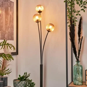 hofstein Lampadaire - Verre 10 cm Bernado Ambre, 3 lumières* Lampes Modernes