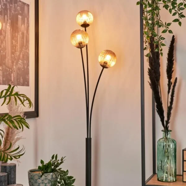 hofstein Lampadaire - Verre 10 cm Bernado Ambre, 3 lumières* Lampes Modernes
