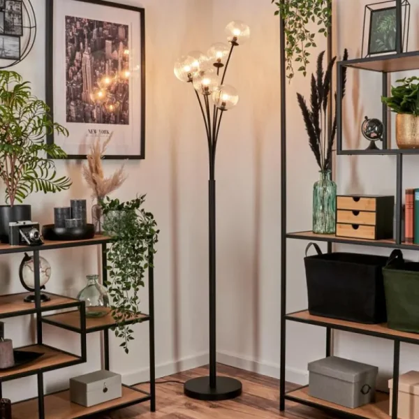 hofstein Lampadaire - Verre 12 cm Bernado Clair, 6 lumières* Lampes Modernes