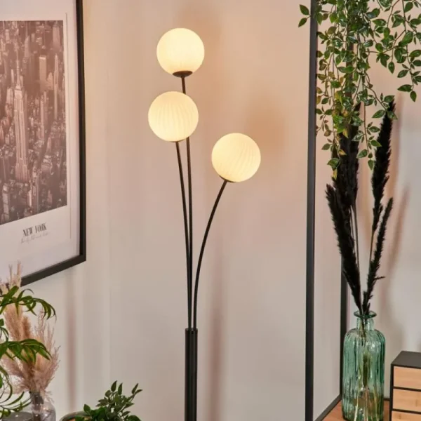 hofstein Lampadaire - Verre 12 cm Bernado Blanc, 3 lumières* Lampes Modernes