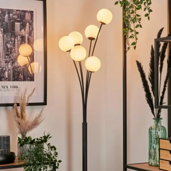 hofstein Lampadaire - Verre 10 cm Bernado Blanc, 6 lumières* Lampes Modernes