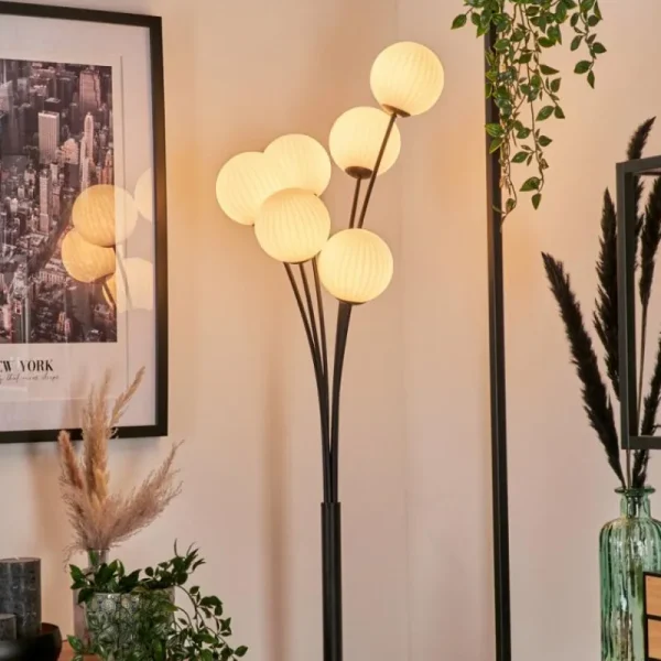 hofstein Lampadaire - Verre 12 cm Bernado Blanc, 6 lumières* Lampes Modernes