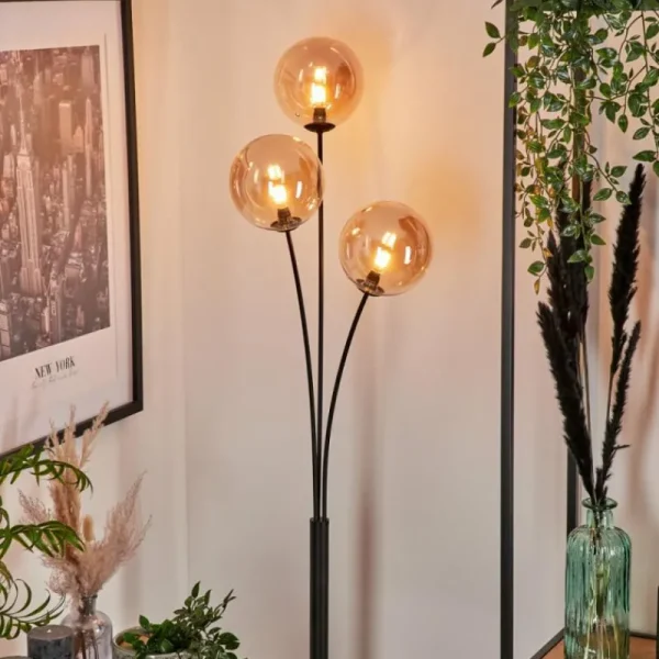 hofstein Lampadaire - Verre 15 cm Bernado Ambre, 3 lumières* Lampes En Verre
