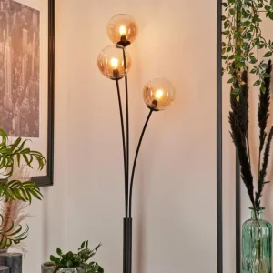 hofstein Lampadaire - Verre 12 cm Bernado Ambre, 3 lumières* Lampes En Verre