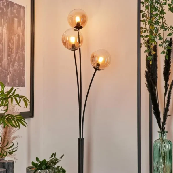 hofstein Lampadaire - Verre 12 cm Bernado Ambre, 3 lumières* Lampes En Verre
