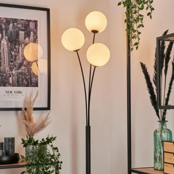 hofstein Lampadaire - Verre 15 cm Bernado Blanc, 3 lumières* Lampes Modernes