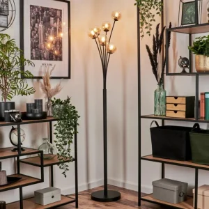 hofstein Lampadaire - Verre 10 cm Bernado Ambre, Clair, 6 lumières* Lampes En Verre