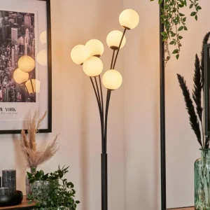 hofstein Lampadaire - Verre 10 cm Bernado Blanc, 6 lumières* Lampes En Verre