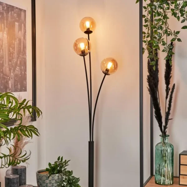 hofstein Lampadaire - Verre 10 cm Bernado Ambre, 3 lumières* Lampes En Verre