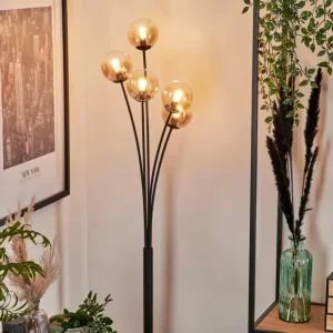 hofstein Lampadaire - Verre 10 cm Bernado Ambre, Clair, 5 lumières* Lampes En Verre