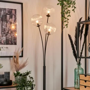 hofstein Lampadaire - Verre 15 cm Bernado Clair, 3 lumières* Lampes Modernes