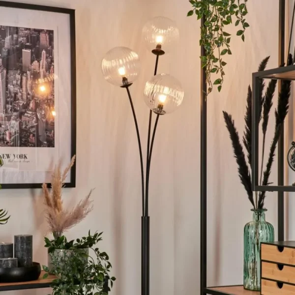 hofstein Lampadaire - Verre 15 cm Bernado Clair, 3 lumières* Lampes Modernes