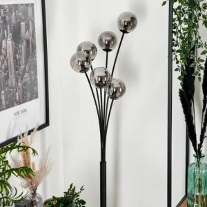 hofstein Lampadaire - Verre 10 cm Bernado Clair, Fumé, 6 lumières* Lampes Modernes