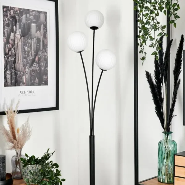 hofstein Lampadaire - Verre 12 cm Bernado Blanc, 3 lumières* Lampes Modernes