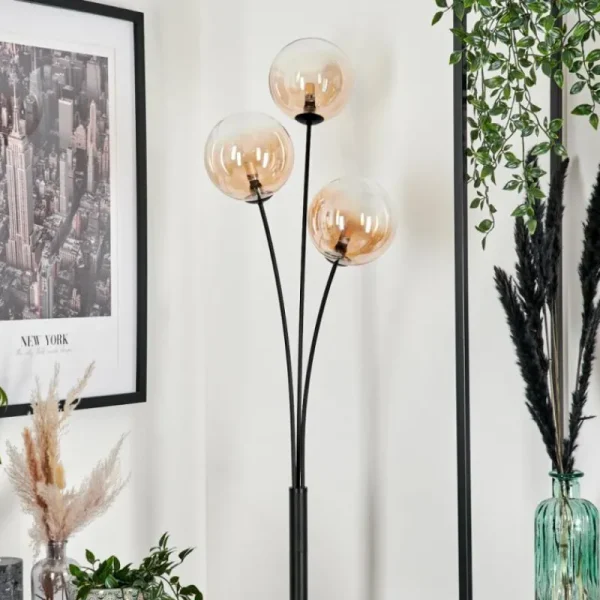 hofstein Lampadaire - Verre 15 cm Bernado Ambre, Clair, 3 lumières* Lampes En Verre