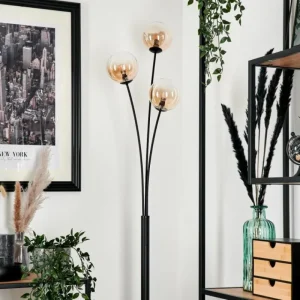 hofstein Lampadaire - Verre 12 cm Bernado Ambre, 3 lumières* Lampes En Verre