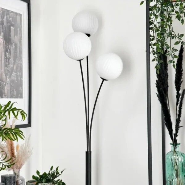 hofstein Lampadaire - Verre 15 cm Bernado Blanc, 3 lumières* Lampes Modernes
