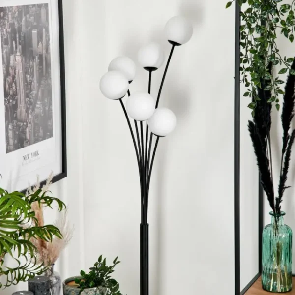 hofstein Lampadaire - Verre 10 cm Bernado Blanc, 6 lumières* Lampes En Verre