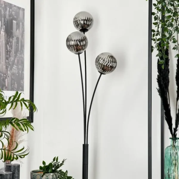 hofstein Lampadaire - Verre 12 cm Bernado Fumé, 3 lumières* Lampes Modernes