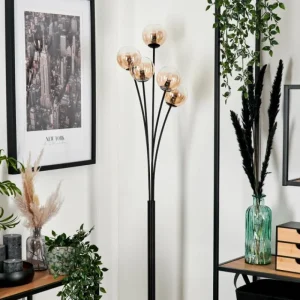 hofstein Lampadaire - Verre 10 cm Bernado Ambre, Clair, 5 lumières* Lampes En Verre