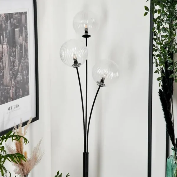 hofstein Lampadaire - Verre 15 cm Bernado Clair, 3 lumières* Lampes Modernes