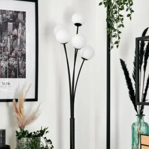 hofstein Lampadaire - Verre 10 cm Bernado Blanc, 5 lumières* Lampes Modernes