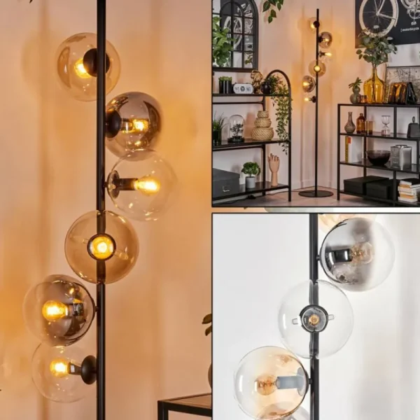 hofstein Lampadaire - Verre 15 cm Gastor Ambre, Clair, Fumé, 6 lumières* Lampes Modernes