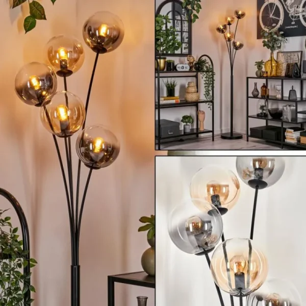 hofstein Lampadaire - Verre 15 cm Gastor Ambre, Clair, Fumé, 5 lumières* Lampes Modernes