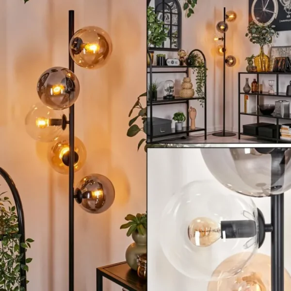 hofstein Lampadaire - Verre 15 cm Gastor Ambre, Clair, Fumé, 5 lumières* Lampes Modernes