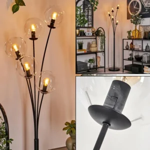 hofstein Lampadaire - Verre 15 cm Gastor Clair, 5 lumières* Lampes En Verre