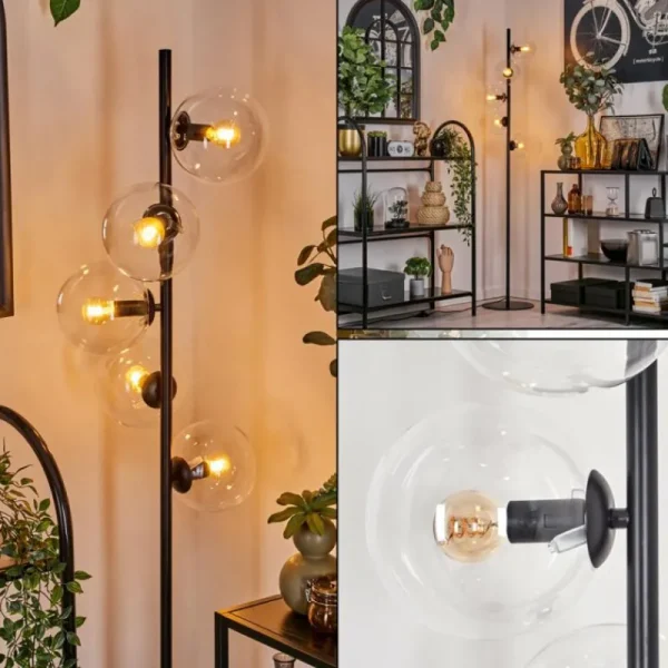 hofstein Lampadaire - Verre 15 cm Gastor Clair, 5 lumières* Lampes En Verre