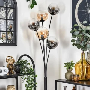 hofstein Lampadaire - Verre 15 cm Gastor Ambre, Clair, Fumé, 5 lumières* Lampes Modernes