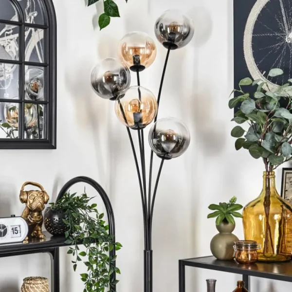 hofstein Lampadaire - Verre 15 cm Gastor Ambre, Clair, Fumé, 5 lumières* Lampes Modernes