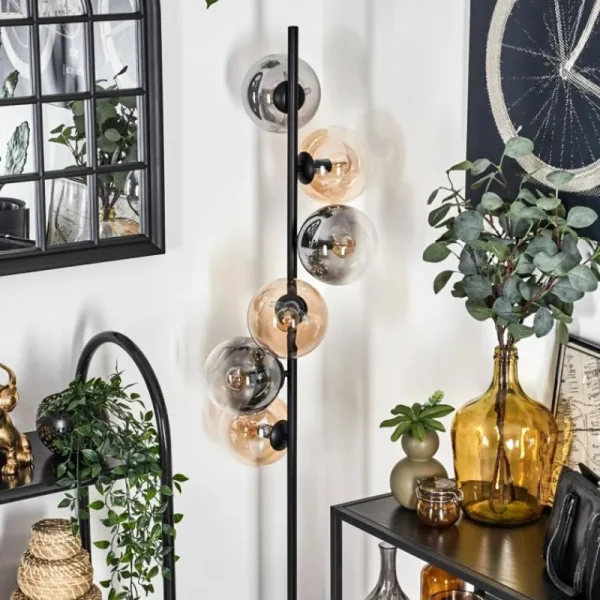 hofstein Lampadaire - Verre 15 cm Gastor Ambre, Clair, Fumé, 6 lumières* Lampes Modernes
