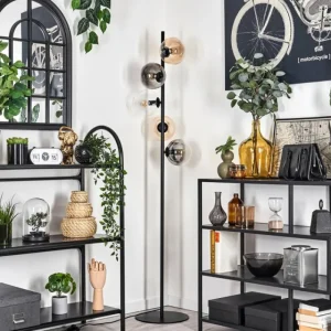 hofstein Lampadaire - Verre 15 cm Gastor Ambre, Clair, Fumé, 5 lumières* Lampes Modernes