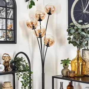 hofstein Lampadaire - Verre 15 cm Gastor Ambre, Clair, 5 lumières* Lampes En Verre