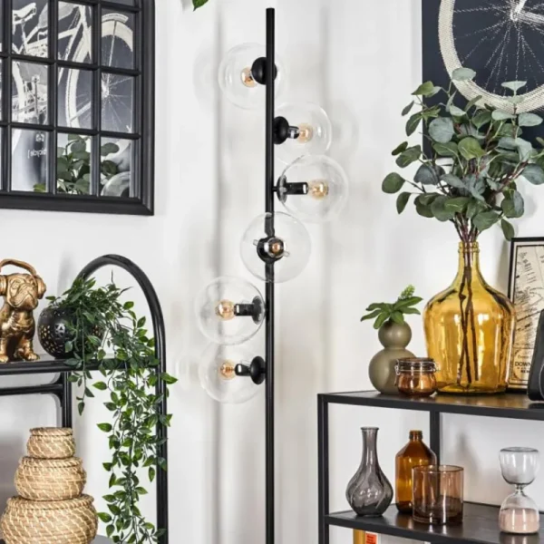 hofstein Lampadaire - Verre 15 cm Gastor Clair, 6 lumières* Lampes En Verre