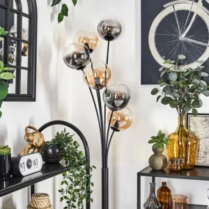 hofstein Lampadaire - Verre 15 cm Gastor Ambre, Clair, Fumé, 6 lumières* Lampes Modernes