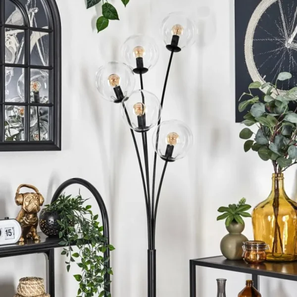 hofstein Lampadaire - Verre 15 cm Gastor Clair, 5 lumières* Lampes En Verre