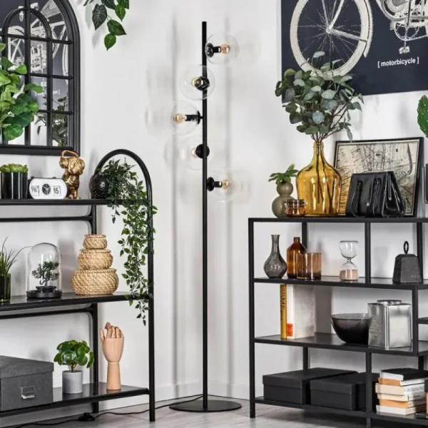hofstein Lampadaire - Verre 15 cm Gastor Clair, 5 lumières* Lampes En Verre