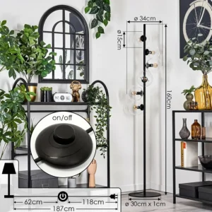 hofstein Lampadaire - Verre 15 cm Gastor Clair, 6 lumières* Lampes En Verre