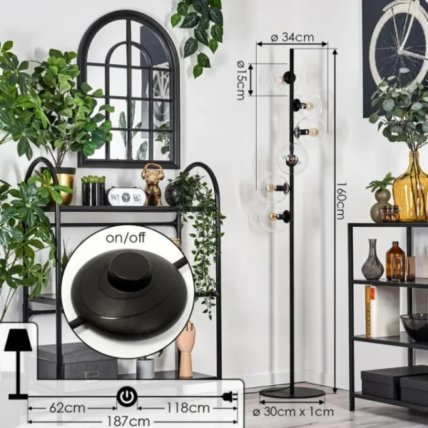 hofstein Lampadaire - Verre 15 cm Gastor Clair, 6 lumières* Lampes En Verre